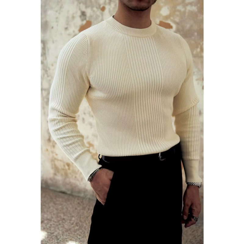 тяжелый американский ретро трикотаж с круглым вырезом и длинными рукавами, тонкий теплый повседневный однотонный Т-образный рукав, осенне-зимний стиль