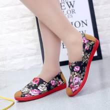 女鞋单鞋中年时尚透气舒适帆布鞋妈妈鞋休闲鞋平底鞋广场舞老人鞋