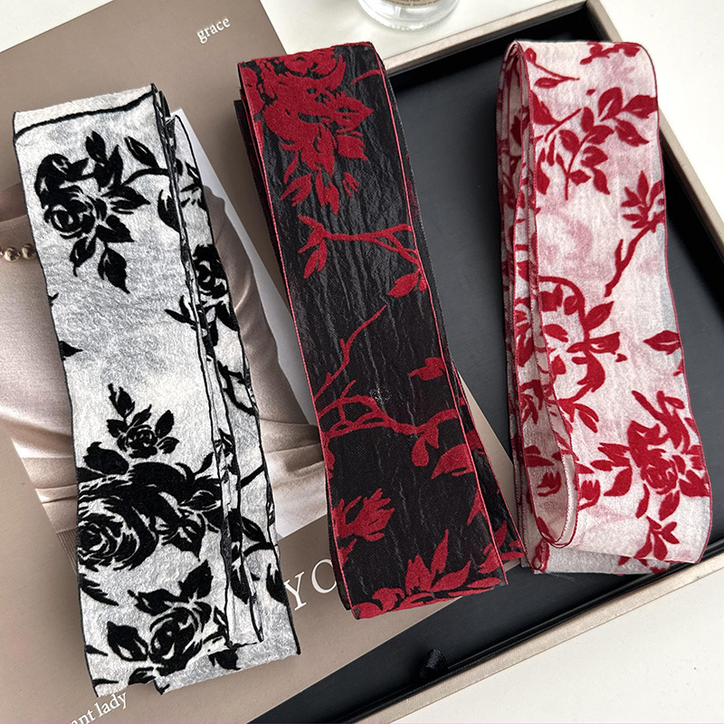 Vintage francés bufandas de encaje largo primavera y verano mujer decoración multifuncional toque de cabeza temperamento bufandas de correa de correa de correa de correa