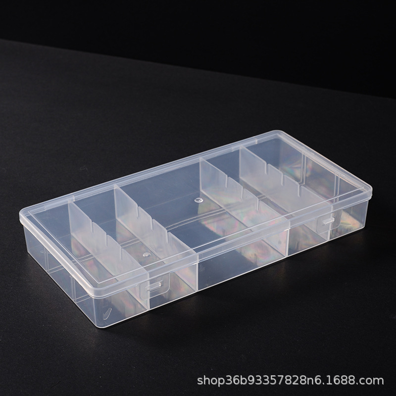 透明なサイズと複数の仕様 5 コンパートメントプラスチックボックスハードウェアツールボタンビーズジュエリー防塵包装整理ボックス|undefined