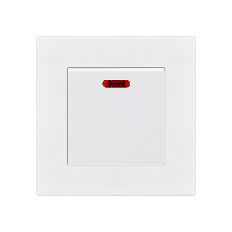 20A大功率开关面板 电流空调热水器冷气带灯曲架开关双断双刀86型