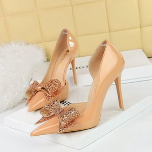 638-H8 European and American style banquet high heels, thin heels, super high heels, shallow cut pointed side cut rhines