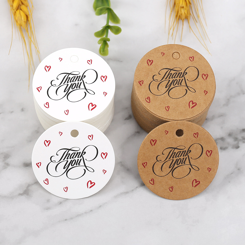 牛皮纸吊牌跨境现货批发英文感谢卡thankyou卡片挂牌礼品包装吊卡