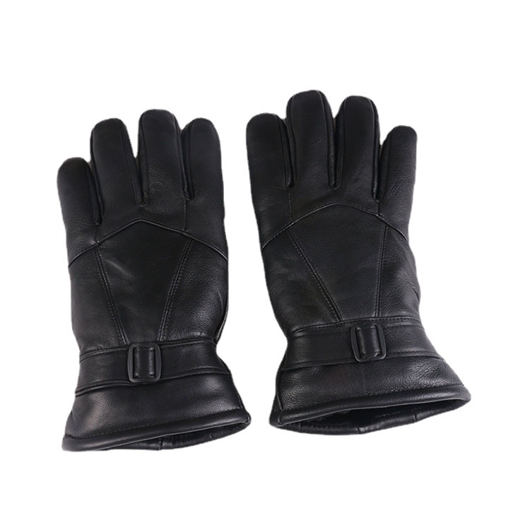 El otoño y el invierno de los hombres de piel de oveja de piel guantes integrados súper gruesos de lana de cuero guantes de montar al aire libre de la motocicleta engrosada