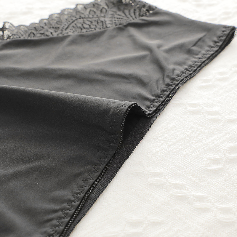 Solid Color Lace Seamless Mid Waist Briefs Panties display picture 8