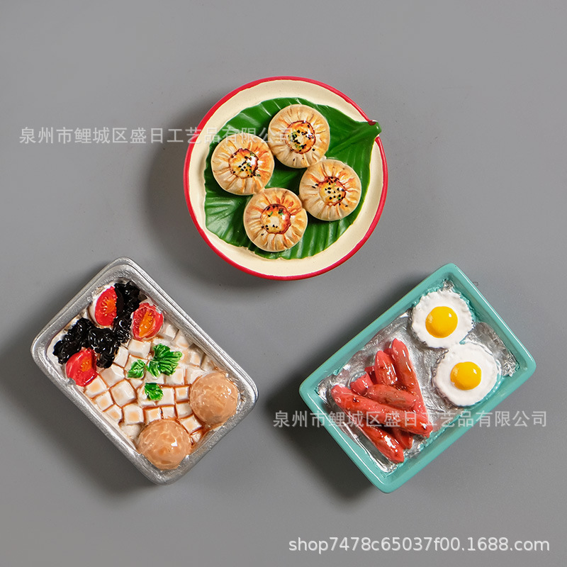 新しい 3D 立体クリエイティブ樹脂磁気ステッカーシミュレーションパーソナライズされた食品食品おもちゃスナックメッセージステッカーマグネット|undefined