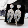 Silver needle, long earrings with bow with tassels, silver 925 sample, internet celebrity