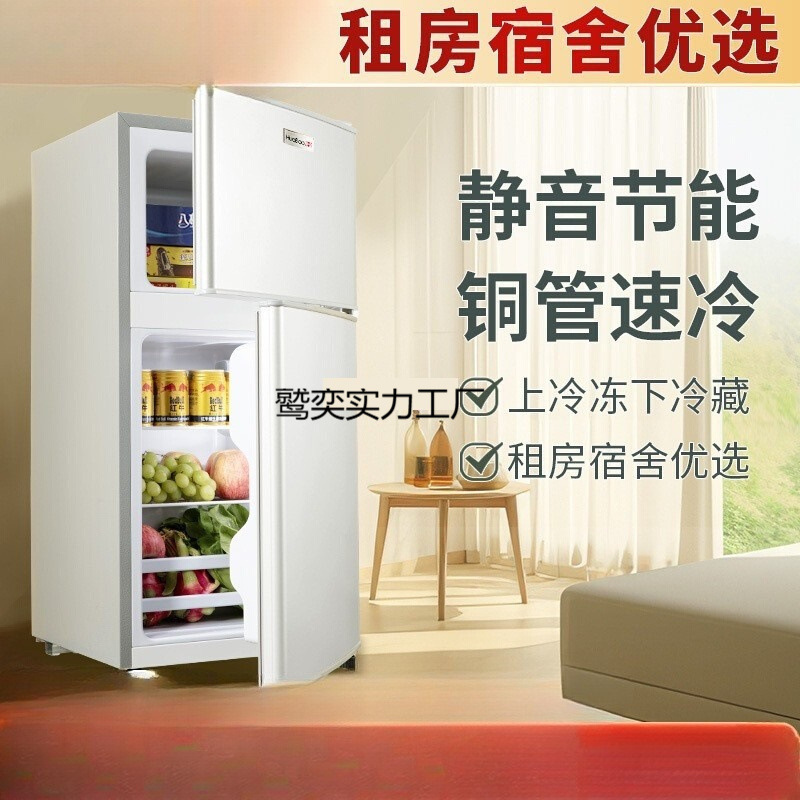 First-Class Energy-Efficiency Small Refrigerator for Two People, Household Small Rental House Dormitory Mini Double-Door Refrigerator