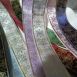 RHR10星殿图案烫金丝带吧唧托diy手工谷美印象蝴蝶结2.5cm宽5码长