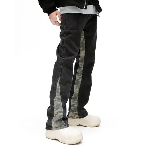 American High Street Personality Jeans Zipper Broken Frayed Tassel Hip-Hop Design Winter Straight Leg Slim Fit Pants