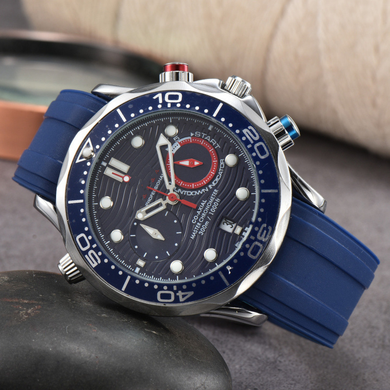Steel Belt European Popular Solid Steel Belt Full-Function Chronograph Men's Quartz Watch 2023 New Chronograph