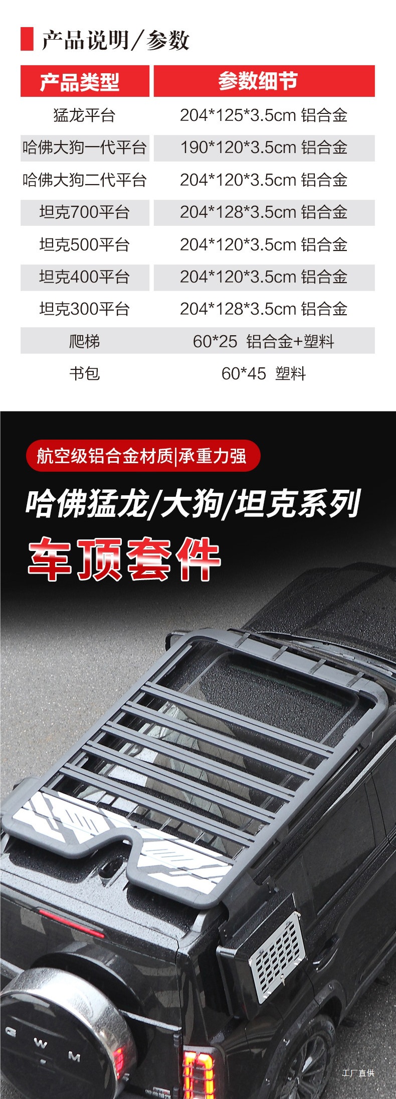 Tank 300/400/500/700 Haval H9 Big Dog First and Second Generation Raptor Car Roof Luggage Rack Frame Peihui