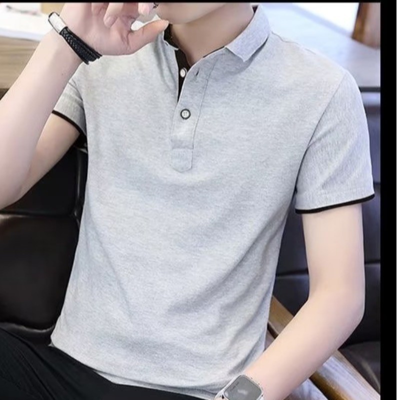 Marea de verano marca de manga corta Camiseta masculina solapa Polo ins coreano nuevos hombres collar color marea transfronteriza