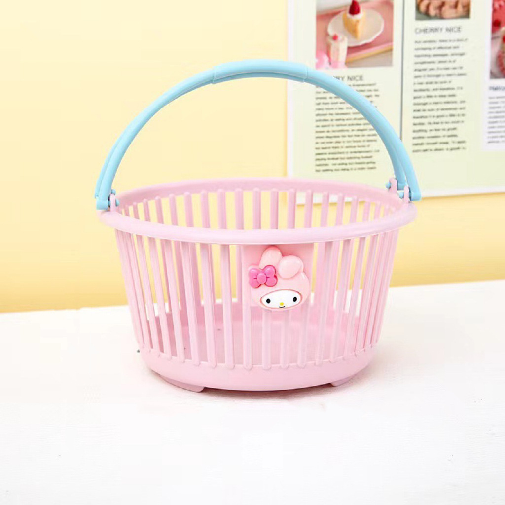 Cesta de almacenamiento portátil macarón encantadora rosa de corazón de niña pegatinas de papelería accesorios de escritorio cesta de almacenamiento