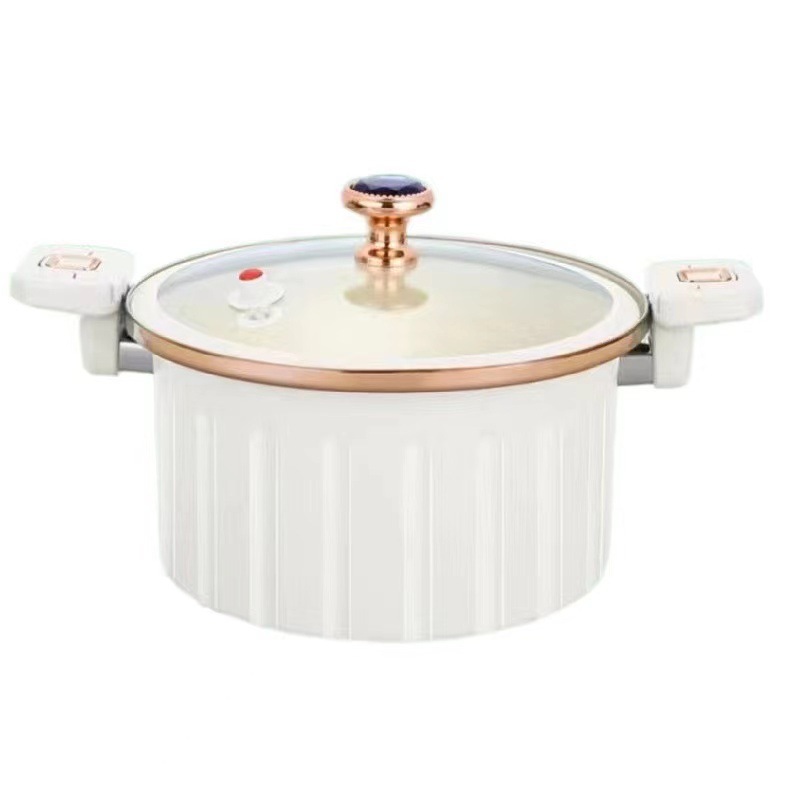 新型ローマ微圧鍋エナメル陶磁器圧力鍋無粘シチュー鍋家庭用大容量双耳料理鍋|undefined