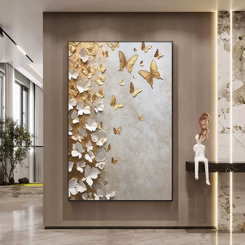Golden wall modern and minimalistic sofa with butterfly