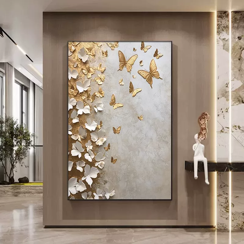 Golden wall modern and minimalistic sofa with butterfly