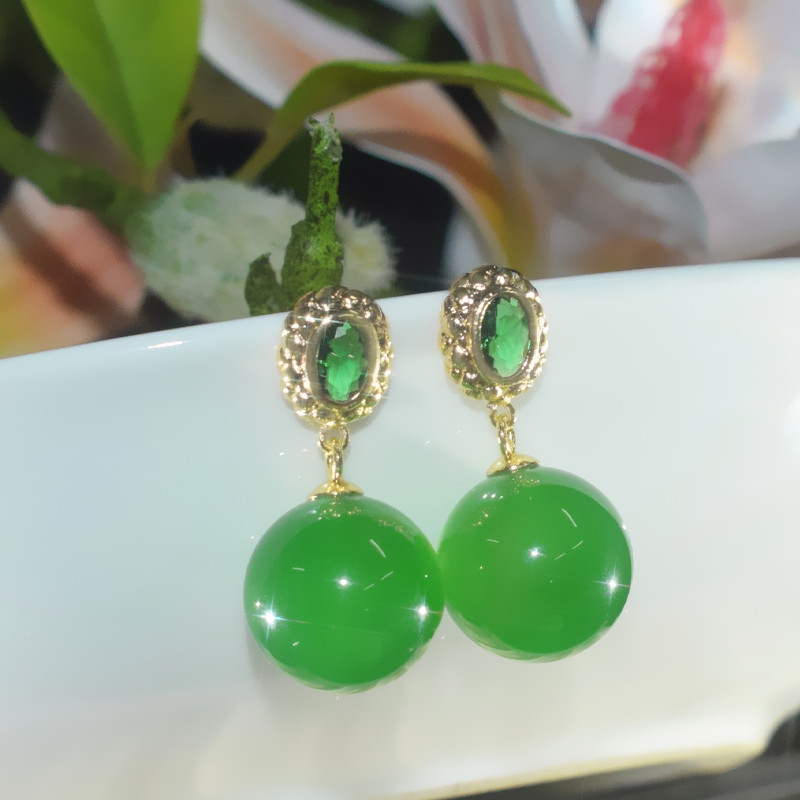 (2개) 녹색 지르콘 하이 퀄리티 연령을 선택하지 않습니다 천연 녹색 칼 세도니 귀걸이 펜던트 조커 패션 귀걸이 공장 도매