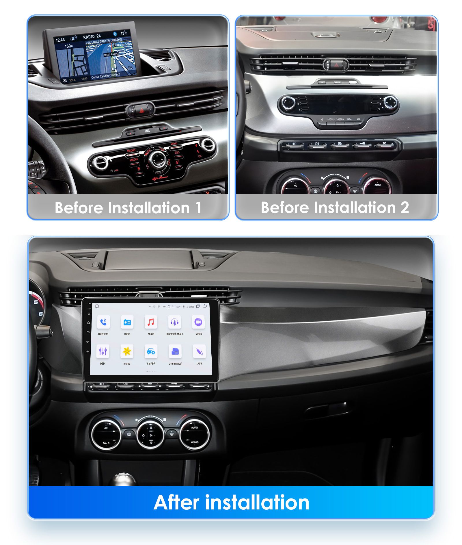 9 inch for 10-14 Alfa Romeo Giulietta video car Android smart navigator