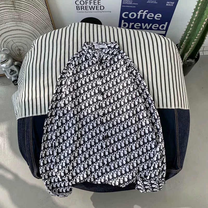 2024 новые корейские винтажные темные узоры змеи тонкая рубашка с длинными рукавами для мужчин и женщин пара пальто