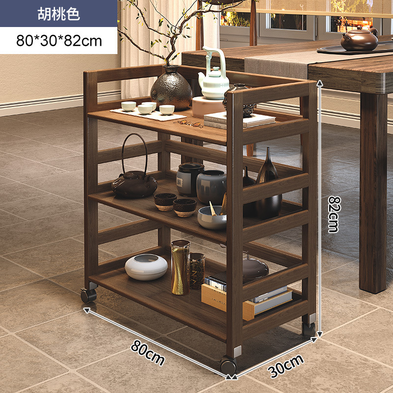 Estante para juegos de té de madera maciza, carrito pequeño, estante de almacenamiento para tazas de té, mesa de té móvil, gabinete de té para el hogar, mesa de té