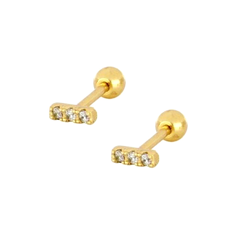 Fashion Word Micro-inlaid Zircon Thread Ball Earrings display picture 1