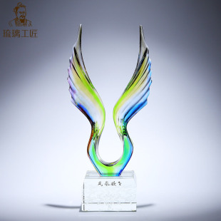Glass Phoenix Ornament for Villa, Light Luxury High-End Opening Housewarming Auspicious Gift for Clients, Grand Atmosphere
