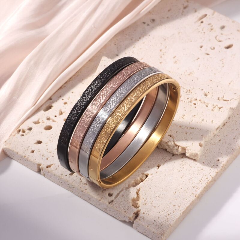 Cross-Border Stainless Steel Arabic Script Bracelet, Niche Design, Couple's Jewelry, Versatile, Light Luxury, European and American Fashion, Simple Style Cross-Border Stainless Steel Arabic Script Bracelet, Niche Design, Couple's Jewelry, Versatile, Light Luxury, European and American Fashion, Simple Style