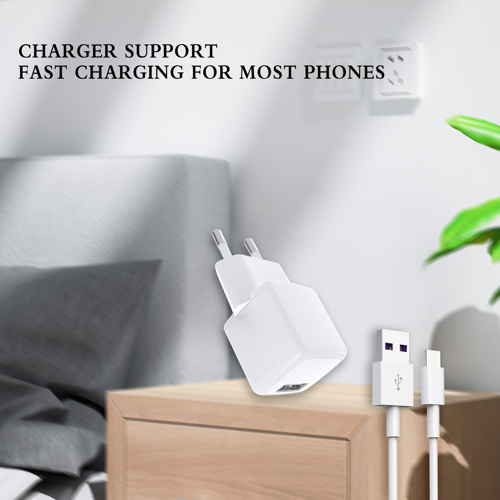 QIHANG欧规迷你款5v2a充电器 USB充电头5v2400mA旅行手机充电器