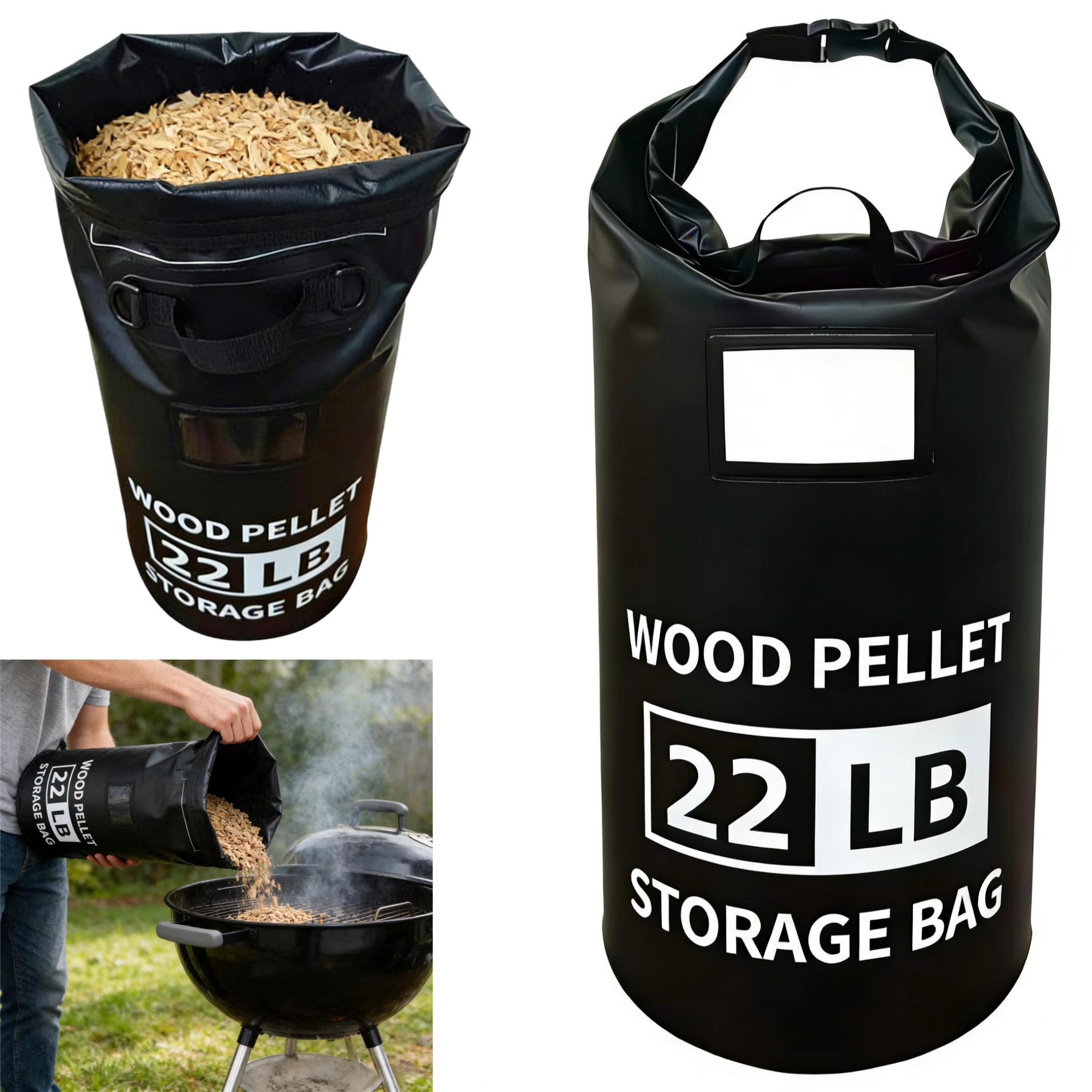 Outdoor Waterproof Sawdust Storage Bag 22 Pounds Camping Barbecue Special Portable Storage Bucket Bag