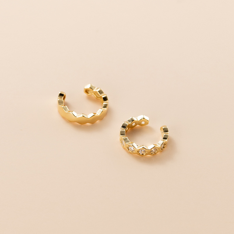 Eloch s925 plata coreana simple diamante pendientes poligonales pendientes asimétricas M00734