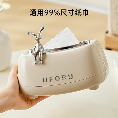 Creative spring tissue box bathroom living room bedroom paper box cream style cute rabbit decorative desktop storage box