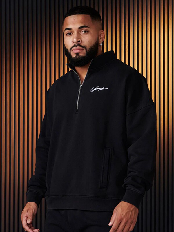 Youngla American Style New Men's Half-Zip Sweatshirt Cotton Sports Muscle Fitness Jacket Running Training Long-Sleeved