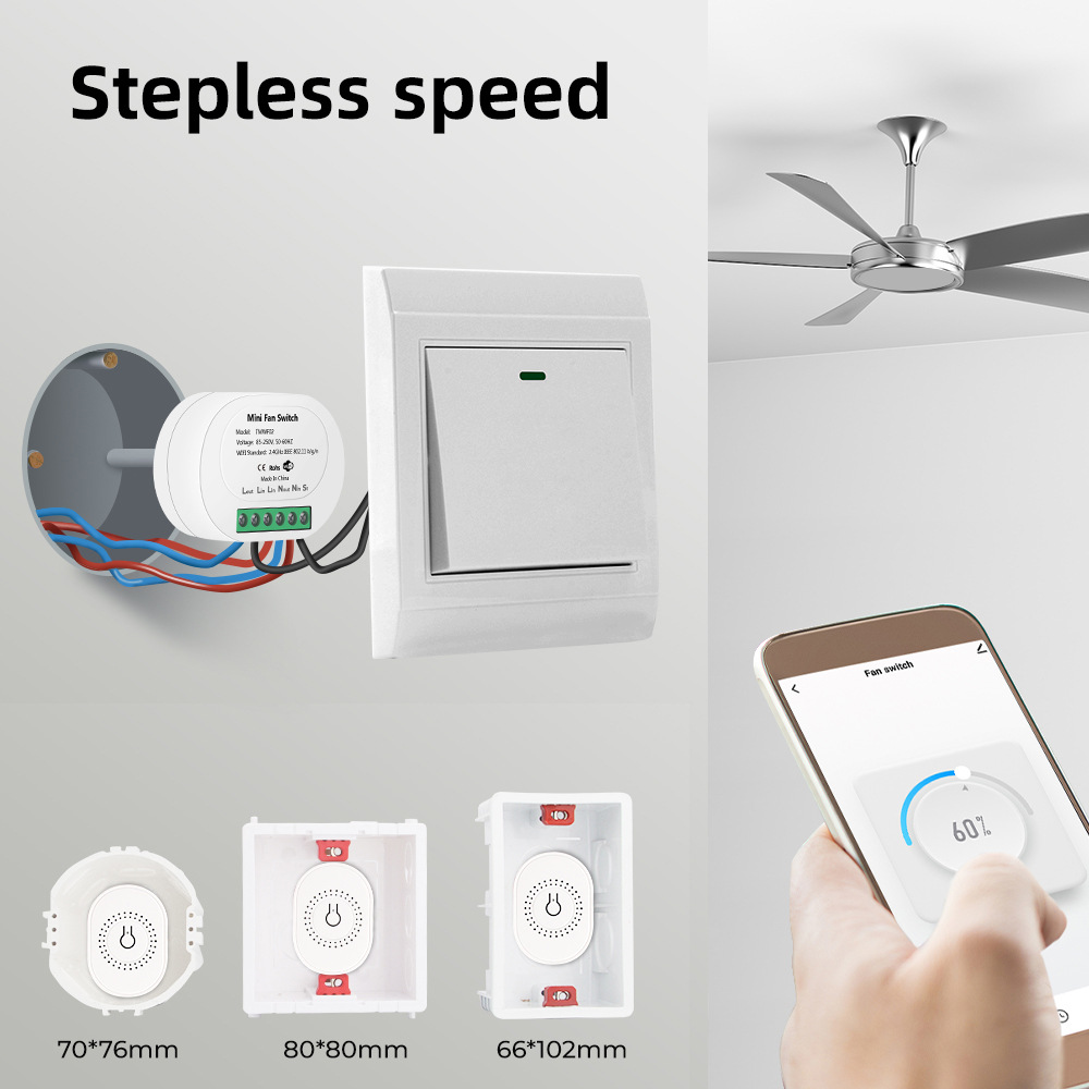 Doodle Smart Home WiFi Fan Ceiling Fan Switch Module Remote APP Voice Timing Speed Control Switch