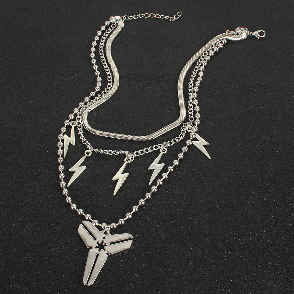 Collier Multicouche Avec Pendentif Éclair De Style Punk display picture 4