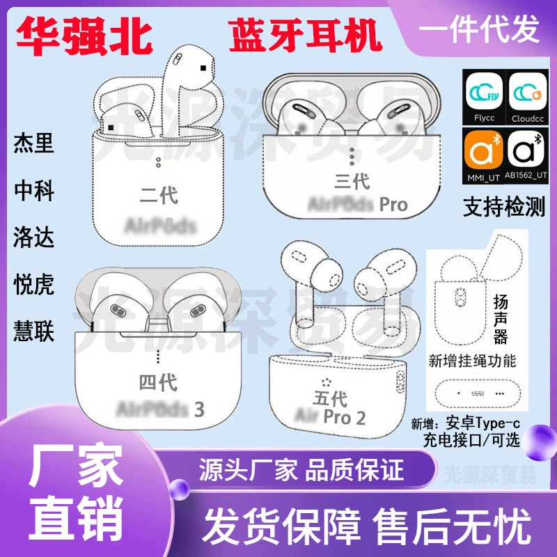 Пятое поколение Yuehu 1562AE Bluetooth гарнитура Huaqiangbei шестого поколения и восьмого поколения Pro3 Jerry Zhongke подходит для Apple шумоподавление
