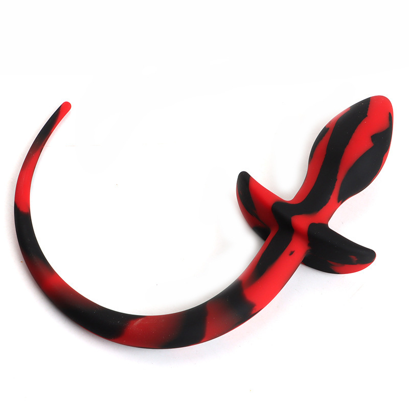 Dog Tail Silicone Anal Plug with Colorful Fluffy Tail, Adult Anal Training Toy — detail image 8