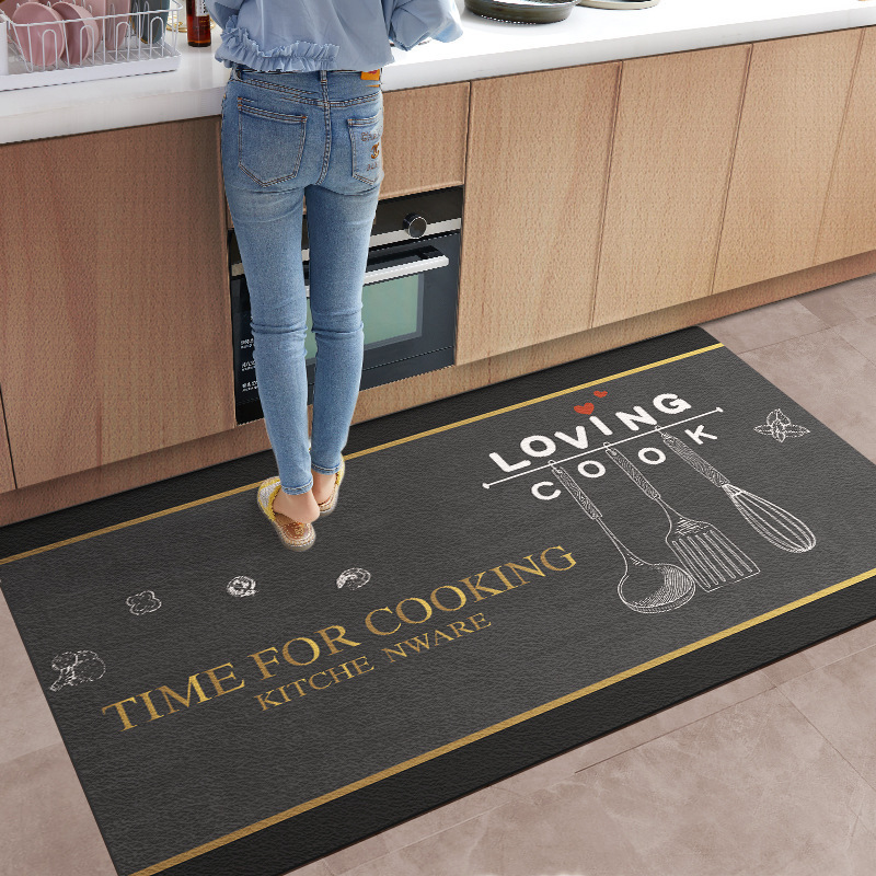 Alfombra del piso de la cocina cubierta completa antideslizante a prueba de aceite alfombra resistente a las manchas cubierta completa borrable limpieza lavable PVC impermeable estera del pie cubierta entera