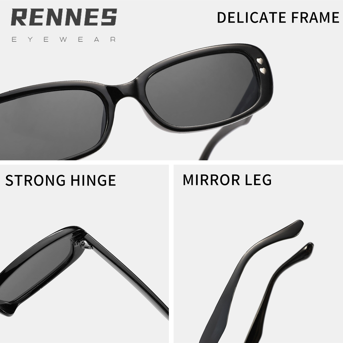 Nuevas gafas de sol de todo fósforo de moda rectangular retro transfronterizas para hombres y mujeres