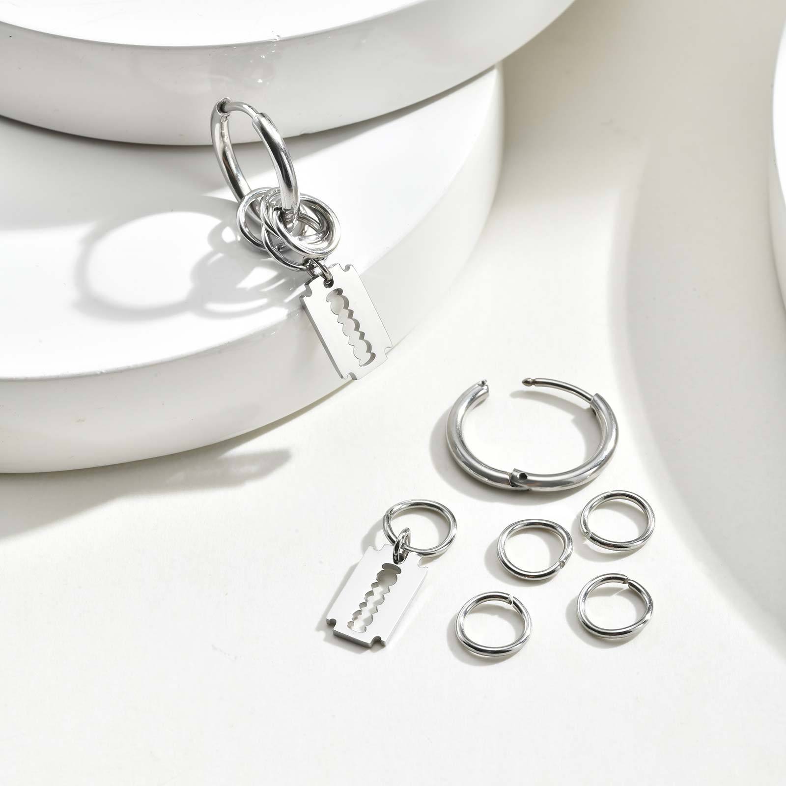 Cross-Border Stainless Steel Earrings Stainless Steel Blade Ring Personalized Men's Earrings Eh-296