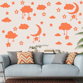 镂空星星云朵月亮精雕墙贴卧室客厅个性创意背景装饰自粘贴