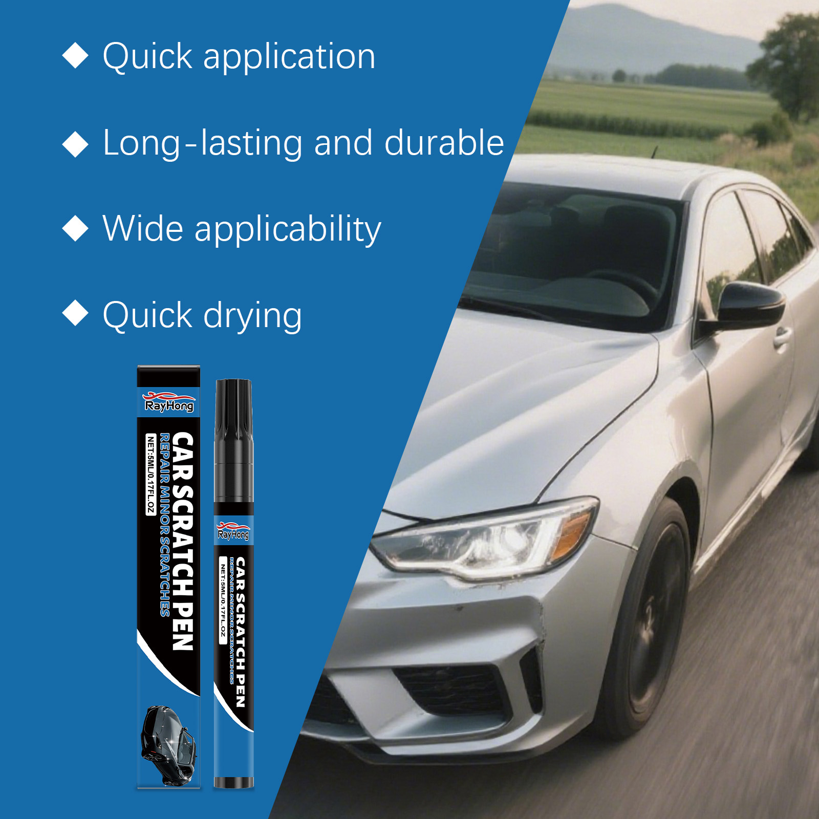 Rayhong Car Paint Light Scratch Pen Car Paint Scratch Two-In-One Touch Pen Convenient Care Touch-Up Paint