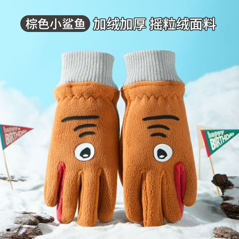 国境を越えた子供用手袋、スキー、サイクリング、冬用、男女学生向け、漫画風、かわいい、厚手、裏起毛、秋冬用、保温、卸売