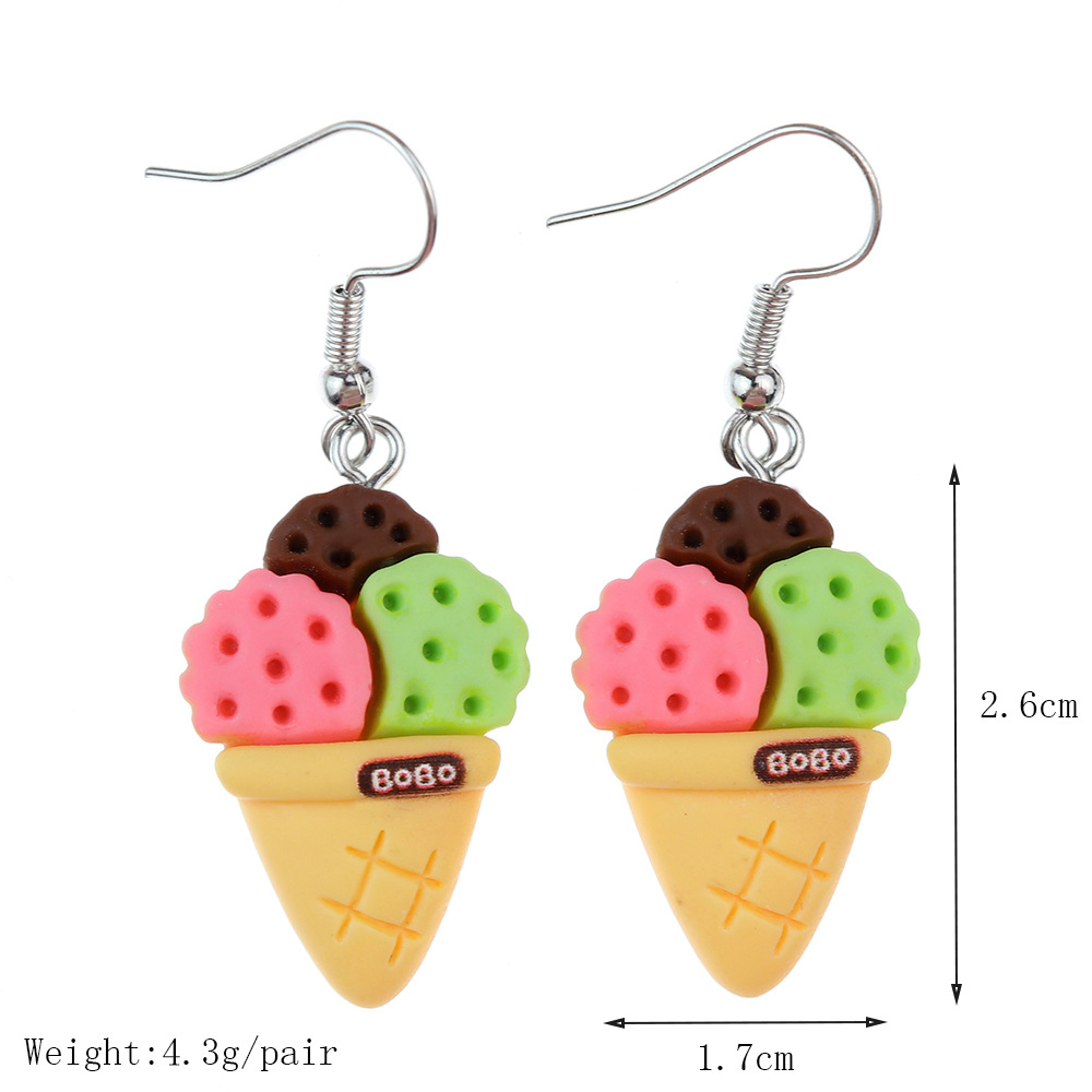 1 Pair Cute Sweet Ice Cream Fruit Plastic Resin Drop Earrings display picture 5