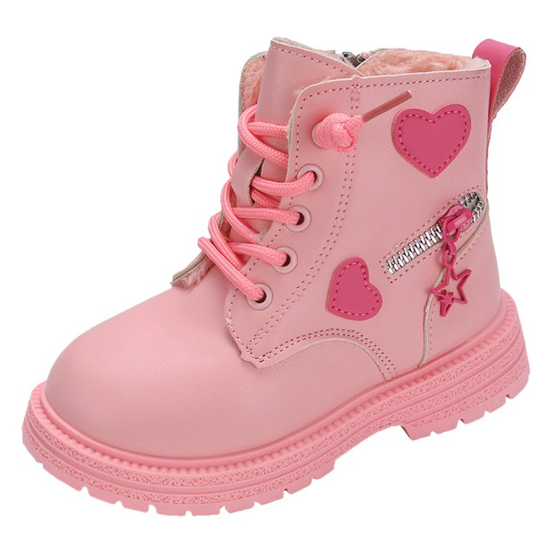 Детские ботинки Martin Boots Детская теплая плюс бархатные ботинки 2025 осень-зима новые женские ботинки модная принцесса кожаные ботинки прилив