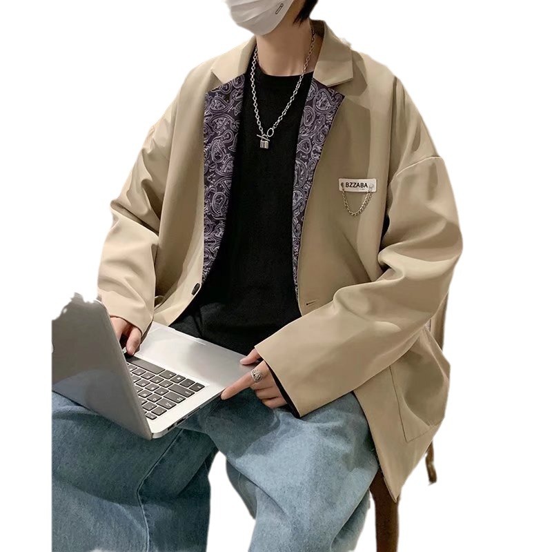 2024 otoño chaqueta de moda casual insignia de los hombres sentido del diseño tendencia de nicho chaqueta suelta de gran tamaño de estilo coreano