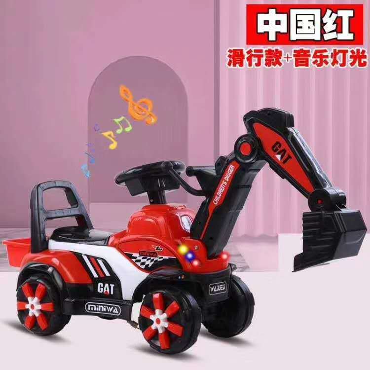 Nuevo 1-8 años de edad para niños excavadora deslizante juguete grande ingeniería vehículo música scooter swing coche regalo