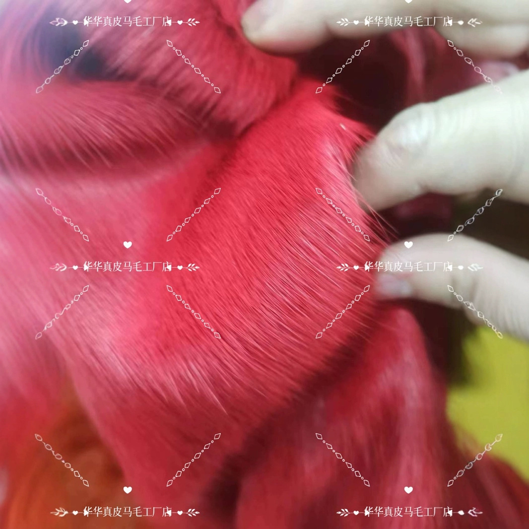 红色长毛马毛皮现货头层真皮服装牛皮革面料