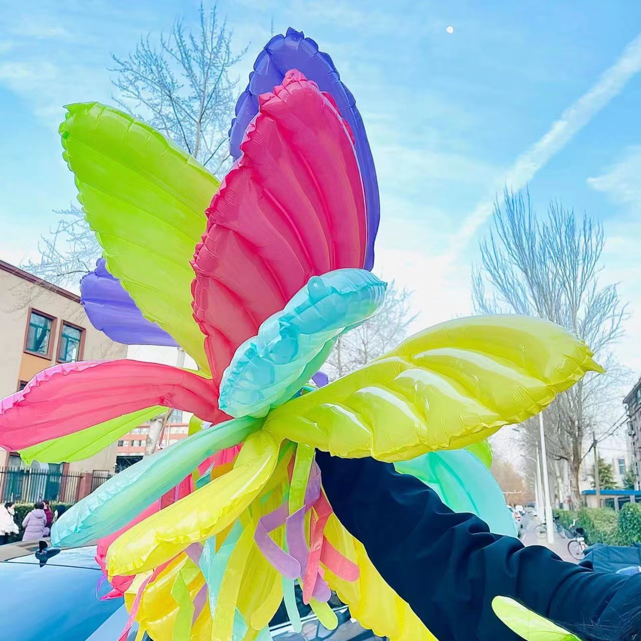 蝴蝶结气球 大号蓝粉蝴蝶结气球 铝箔铝膜气球 百日生日装饰气球-阿里巴巴