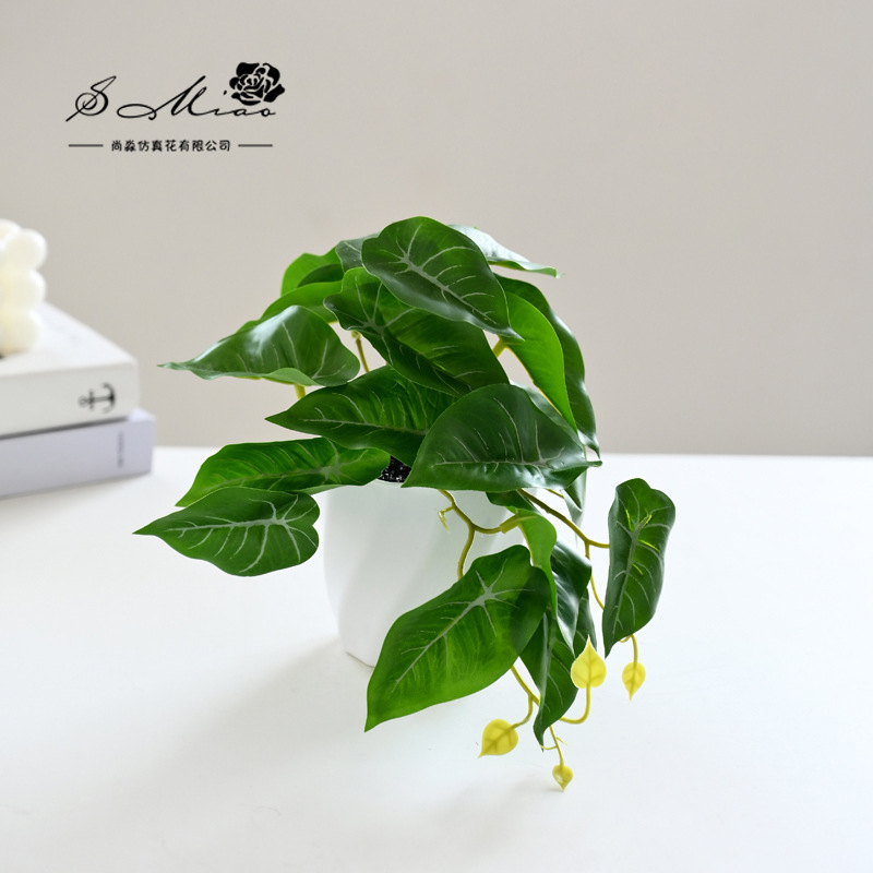 Flor artificial planta verde colgante cesta tortuga hoja pequeño bonsai flor artificial interior decoración creativa maceta artificial
